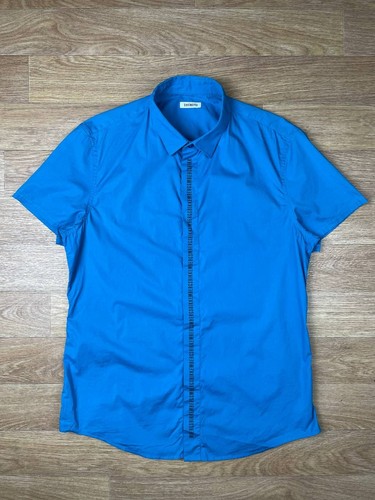 Dirk Bikkembergs, Vintage Bikkembergs Logo Shirt Mens 43 Blue Short Sleeve Archive XL Italy