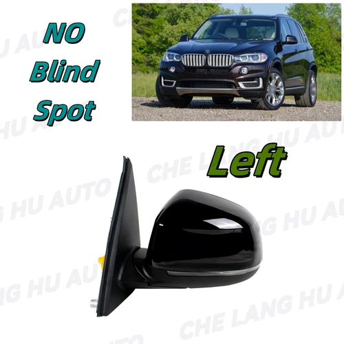 For BMW X5 F15 14-17 Black Mirror Heated Blind Line Turn Light Left Driver Side
