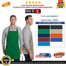 2 Pack Of Port Authority A600 Unisex Full-Length Two-Pocket Bib Apron
