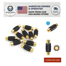 10 Pack Gold-Plated RCA Female to Female Couplers for Audio/Video Connections