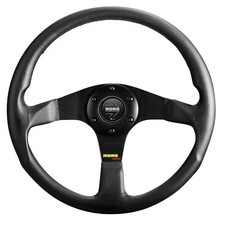 Momo Tuning Series Tuner 13.8 Steering Wheel - Black Leather Red Stitch Black Momo Tuning Series Tuner 13.8 Steering Wheel - Black Leather Red Stitch Black