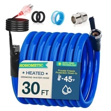 30FT Heated Water Hose for RV,-45 ℉ Antifreeze 4.0 Upgraded Heated 2025-30FT