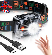 Head Torch Rechargeable, [Ultra Bright] LED Headlamp with Motion Sensor, 6 Light