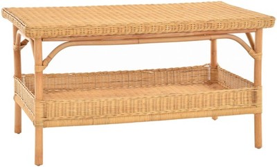 Rattan-Tisch Beistelltisch Rechteckig Couchtisch Rattan Ablage 100x59 (Honig)