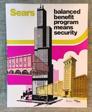 SEARS 💛 BALANCED BENEFIT PROGRAM Vintage 1960s Employee Pension Poster Ad Tower