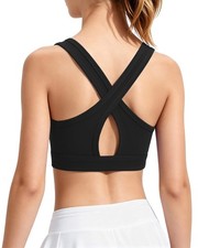 Girls Sports Bra Black Crossback Training Bras for Girls Athletic Tank Tops S...