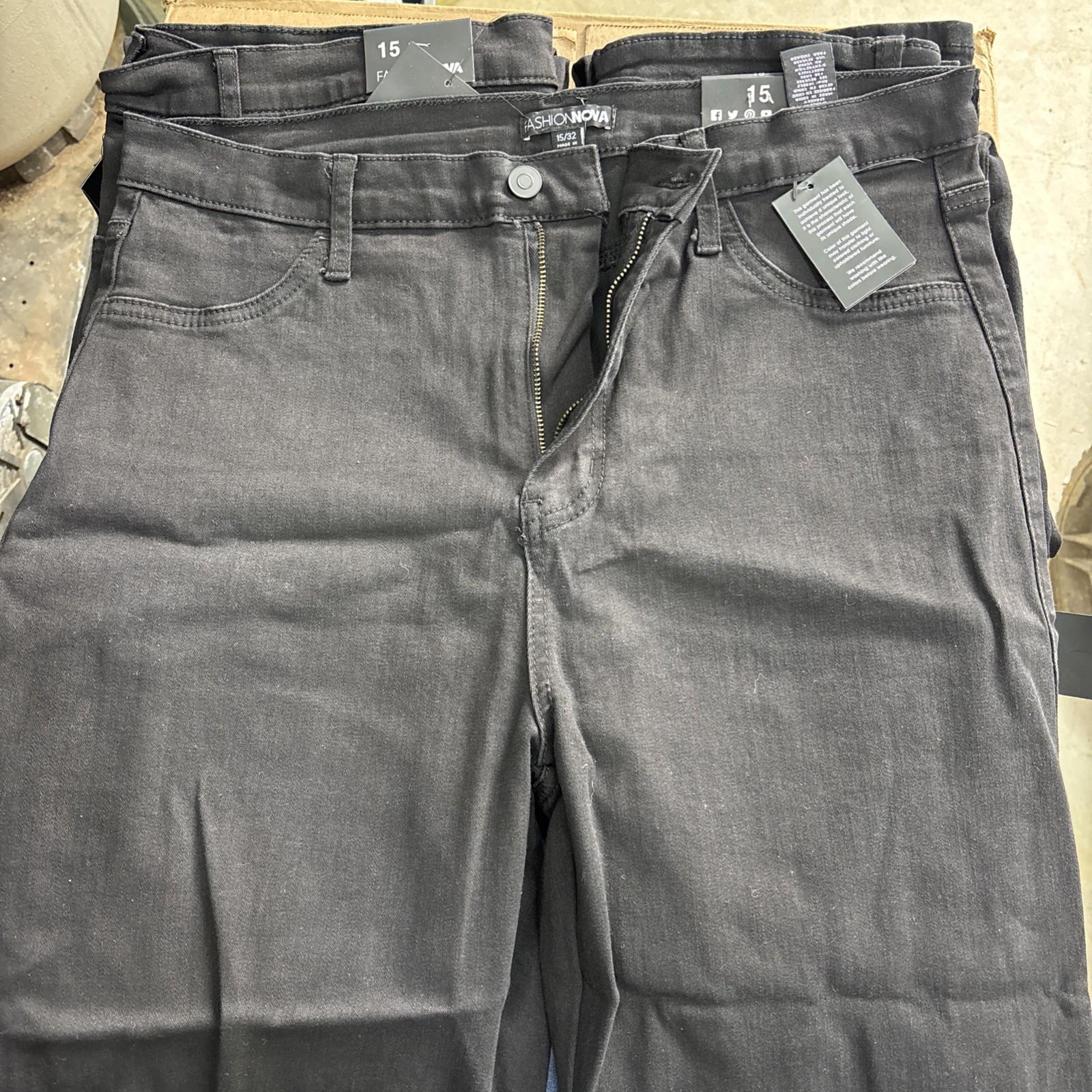 Fashion Nova Women's Blue Black Denim Jeans Size 15 - LOT of 5 Pair image 5