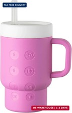 Tumbler Silicone Sippy Cup for Toddler with Straw and Handle, Water Bottle for B