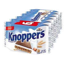 Storck Knoppers German Milk Hazelnut Chocolate Wafer Candy Bar, 5.3oz, 6 Pack