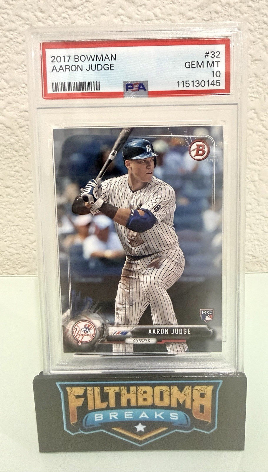 2017 Bowman Aaron Judge RC Rookie #32 PSA 10 Gem Mint (Cert 115130145)