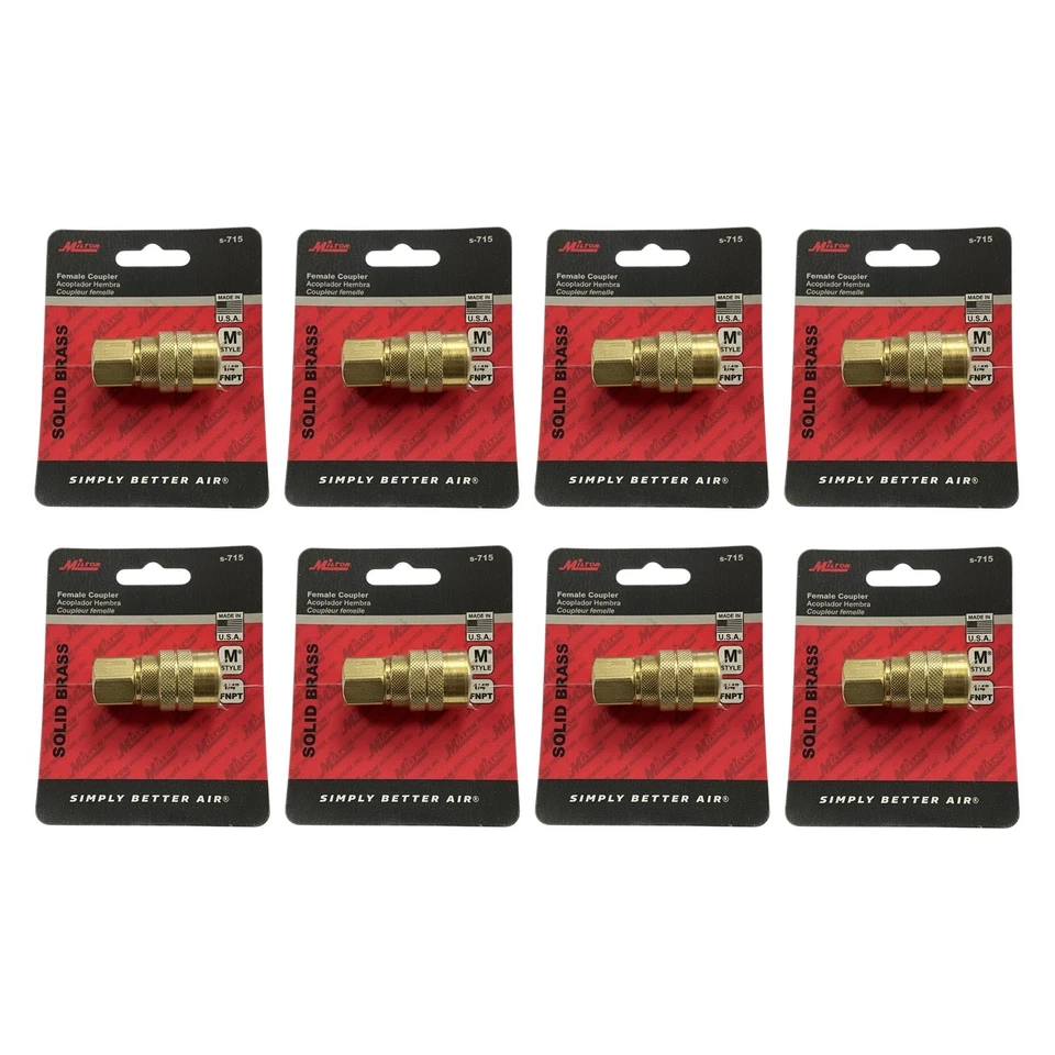 Milton S-715 M Style 1/4" Female NPT Brass Body Quick Change Coupler - Lot of 8 - Image 2 of 4