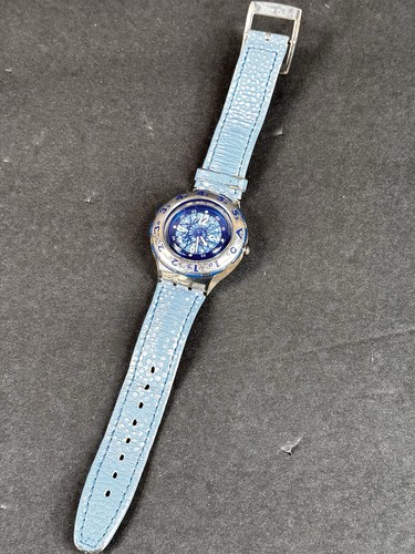 Vintage 1993 Swatch Scuba 200 Lunaire SDK113 Blue Watch Untested As Is