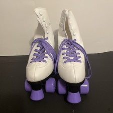 Women s Rollerskates Size 10 White Purple Retro Quad Skates New In Box