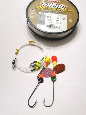 5x 2 Haken Pop-Up Flapper Rigs mit Berkley Fluoro Snoods Koike 2s & 1s Haken
