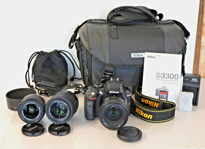 Nikon D3300 Camera & 3 Lens Kit [Low Shutter Life] SC: 19,495 | TESTED  