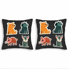 Set of 2 Decorative Throw Pillow Covers 18x18in - Whimsical Animal Pattern