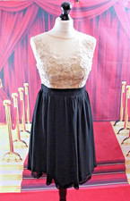 Little Mistress Two Tone Fit and Flare Dress Ivory Black UK 8 EUR 36