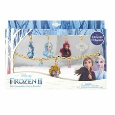 Frozen 2 Girls Add A Charm Bracelet Box Set with 1 Bracelet and 5 Charms gold