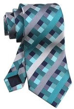 Men's Ties Tartan Plaid Stripe Formal Business Wedding One Size Cyan Blue Grey