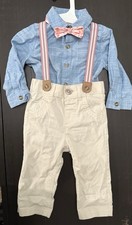 Baby Boy Dress Up Set Cat  Jack Bow Tie  Suspenders 6-9months