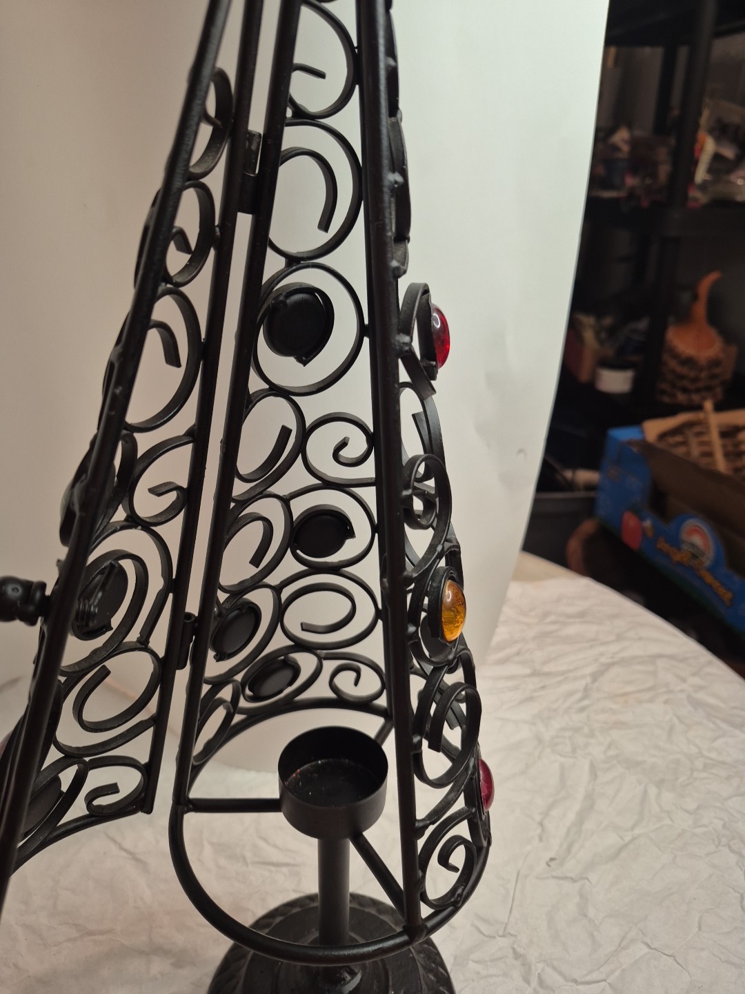 Black Metal Christmas Tree Votive Holder  With Gems DECOR