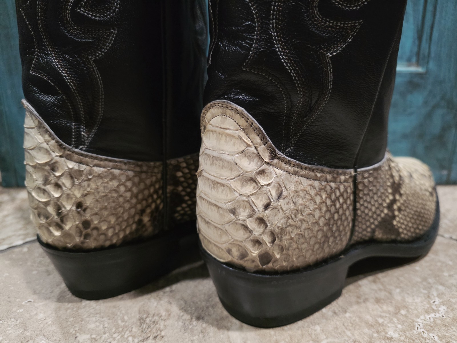 Dan Post Python Boots 9.5 EW Back Cut Belly Up Br… - image 11