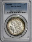 1899-O Morgan Silver $1 Dollar PCGS MS 64 Rainbow Rim Toning