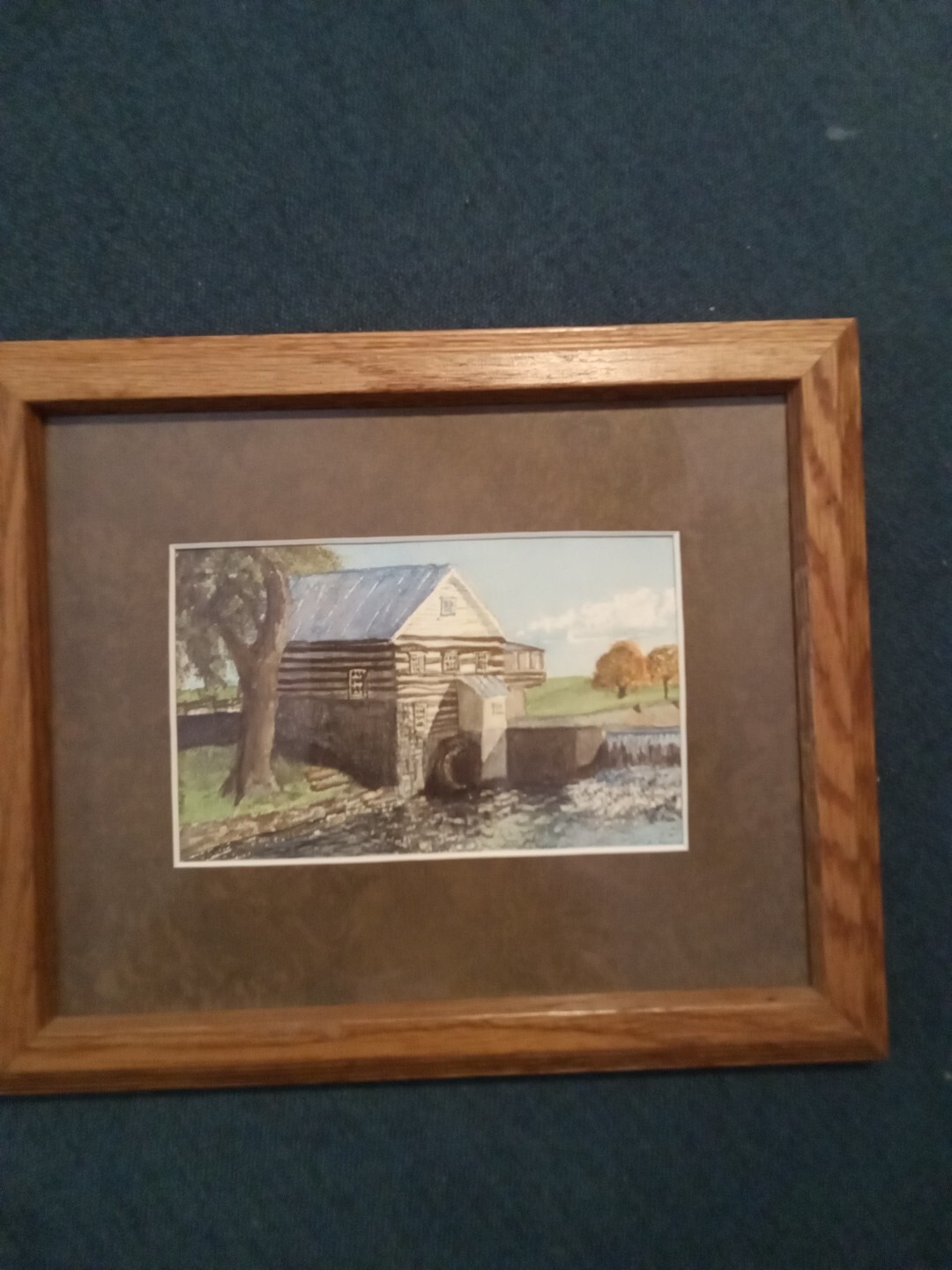  SIGNED Watercolor  Painting Old Mill in Newville Pa 6x4 FRAMED 12 X 9