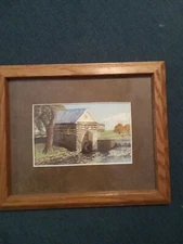  SIGNED Watercolor  Painting Old Mill in Newville Pa 6x4 FRAMED 12 X 9
