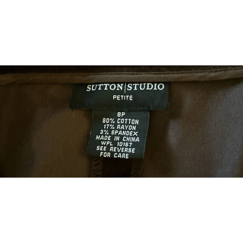 Pantalones de Terciopelo Sutton Studio Marrón Corte Estrecho Algodón Spandex Talla 8P Foto 4 de 4