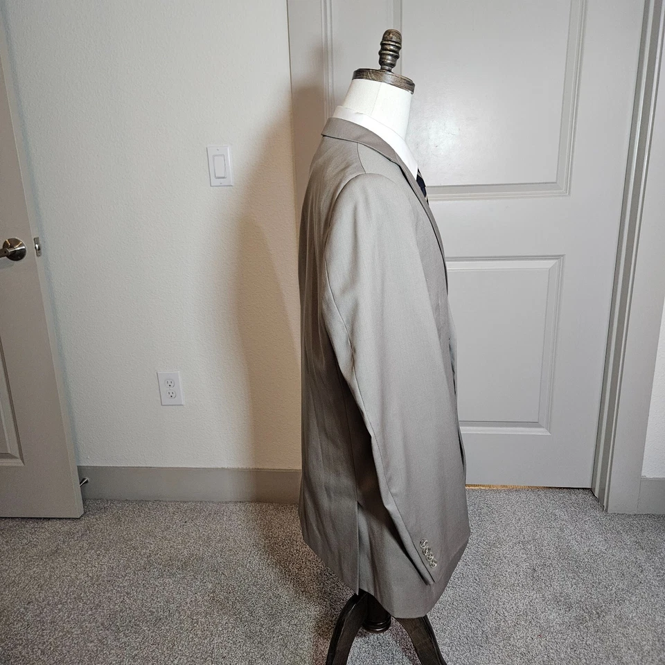 Linea Uomo 43L Wool Modern Fit 2PC Suit Blazer Men Pants 37 x 32 Light Pebble - Image 3 of 4