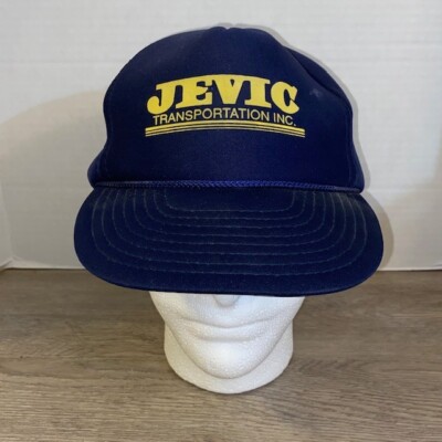Vintage Jevic Transportation Inc Blue Trucker Hat Nissin Cap Snapback