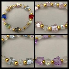 STRETCH BRACELET FACETED ACRYLIC BEADS  BUTTERFLIES SELECT COLOR FREE SHIPPING