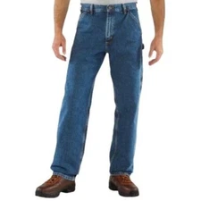 Carhartt Mens Original Fit B13 Dungaree Jeans Size 46x30 Blue Workwear Rugged