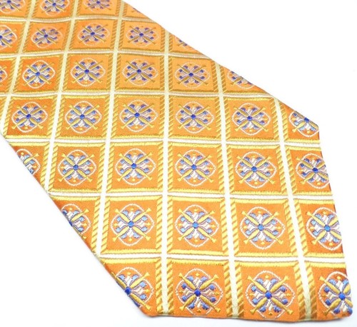 Corbata XMI para hombre 100 % seda naranja corbata patrón geométrico corbata hecha a mano - Imagen 2 de 9