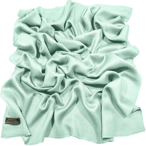 CJ Apparel Pálido Cian Color Sólido Nepalí Flecos Chal Segundos Envoltura Pashmina NUEVO - Imagen 2 de 11
