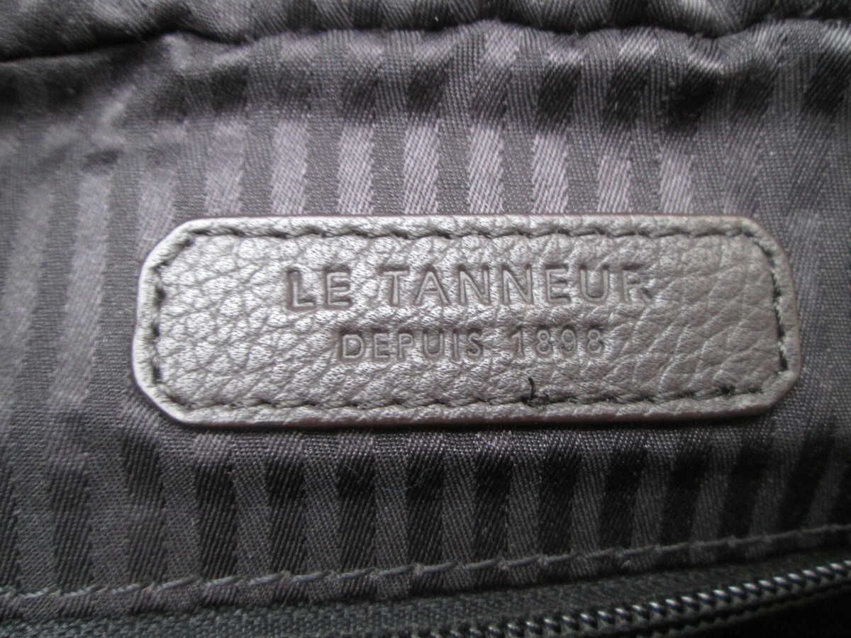 Sac à Main Vintage Authentique LE TANNEUR En Cuir - Grand Modèle - Couleur Marron/noir - Occasion En Bon état