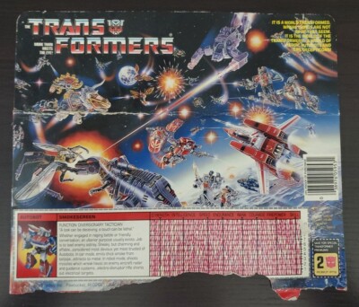 Smokescreen Action Figure Tech Spec Box Back Vintage 80's Hasbro G1 Transformers