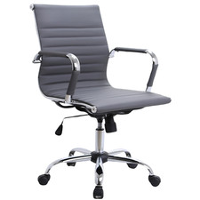 GREY Designer Style Ribbed Designer Office Chair Faux Leather New