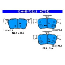 ATE 13.0460-7352.2 Bremsbeläge Bremsklötze Hinten für Honda Civic X Schrägheck