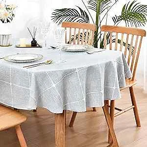 Lattice Oval Tablecloth 60 x 84 Inch Rustic Farmhouse Oval 60 x 84