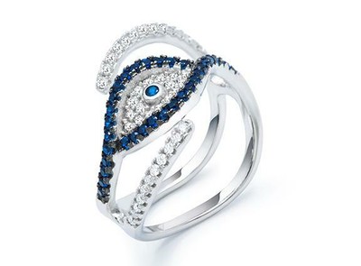 Lucky Evil Eye Tennis Armband 925 Sterling Silber Blauer
