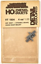 Detail Associates HO Scale #VT 1904 Air Vent-Dynamic Brake Hood Roof Mount 4/pk