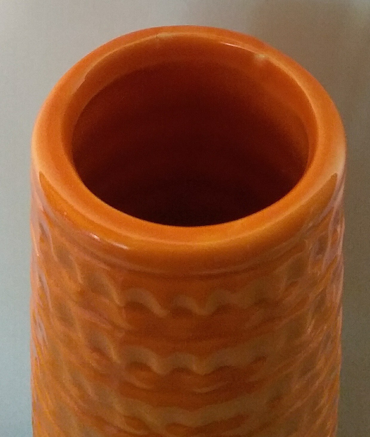 APROPOS HOME COLLECTION ORANGE MID CENTURY MODERN RETRO VASE DIMPLE