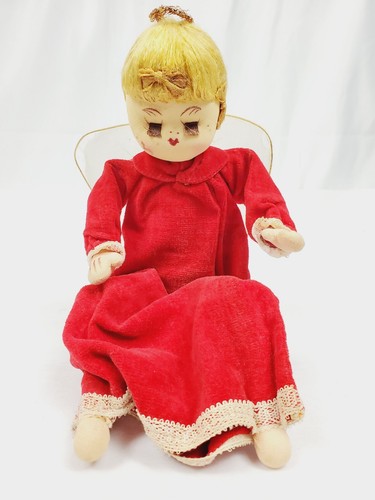 Vintage 12 Zoll Engel Japan Weihnachten Strumpf Puppe schlafend beweglich KNIEUMARMUNG - Bild 11 von 16