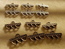 END BARS ANTIQUE FINISHED PEWTER DIAMOND DESIGN 25X4 MM SINGLE SIDED 3 LOOPS