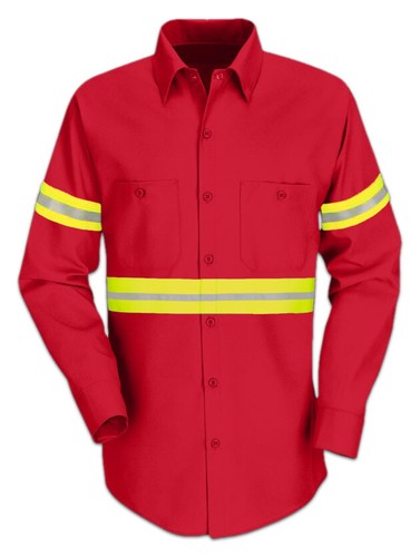 Red Kap Enhanced Visibility Hi Vis Reflective Work Towing Uniform Shirts LS - Picture 59 of 60