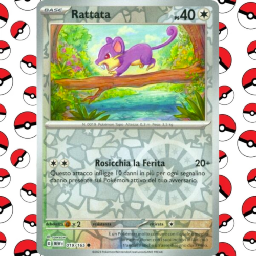 Rattata Reverse Holo Pokémon 151 Italiano 019/165 ( -5 EUR OGNI 15) - Zdjęcie 1 z 1