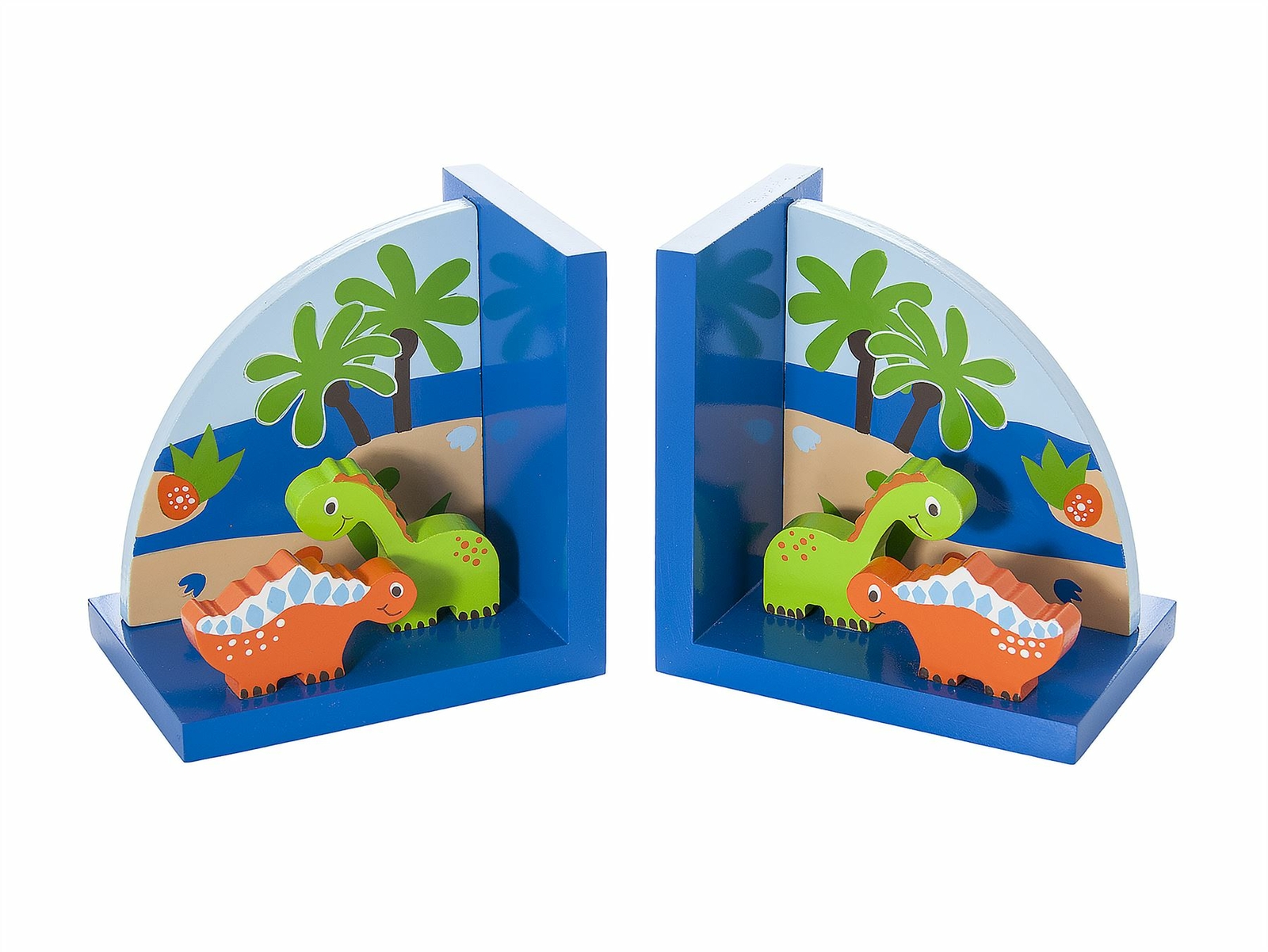 Mousehouse Blue Dinosaur Wooden Children's Bookends Boy's Nursery or Bedroom