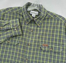 Carhartt Shirt Mens Medium Green Button Down Long Sleeve Workwear Vintage